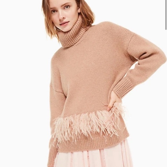 Kate Spade Eden Sweater Alpaca Blend Feather Sz M Turtleneck - Picture 1 of 7
